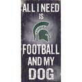Caseys Michigan State Spartans Wood Sign - Football and Dog 6"x12" 7846003897